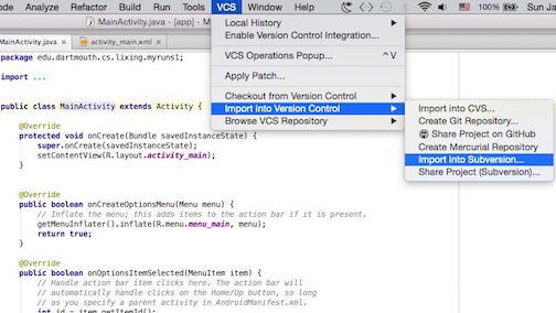 SVN for Android Studio -