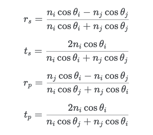 Amplitude transmission/relection coefficients