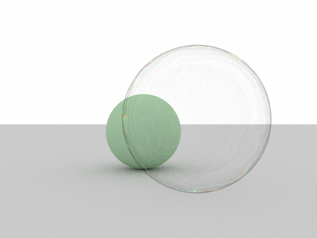 Our first attempt: "fake" iridescent soap bubble