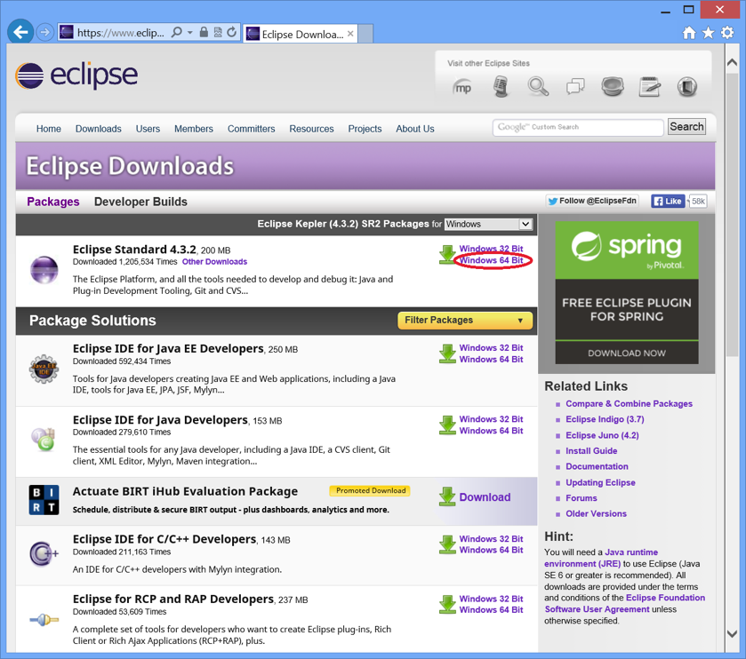 how to download eclipse for windows 7