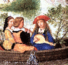 Three people in a boat